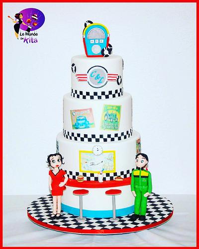 Wedding cake - american diner - Cake by Le Monde de Kita