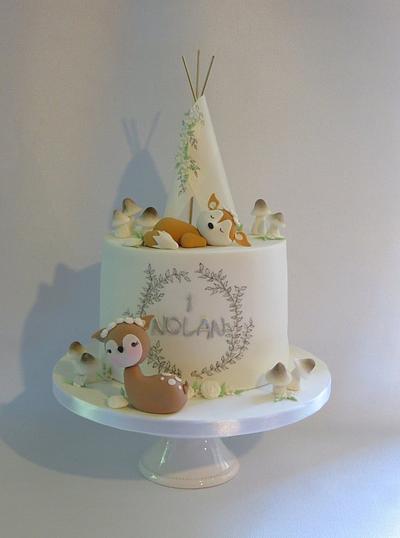 Woodland animal 1st birthday cake - Cake by Mandy