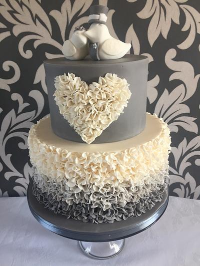 Ombré ruffle wedding cake - Cake by jen lofthouse