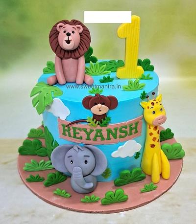 Jungle cream cake for 1st birthday - Cake by Sweet Mantra Homemade Customized Cakes Pune