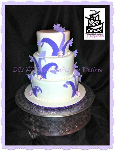Purple Swirl Butterfly Wedding Cake - Cake by Desiree