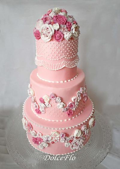 Pink Flowers Cake - Cake by DolceFlo