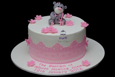 Pink Lace Baptism cake - Cake by Jake's Cakes