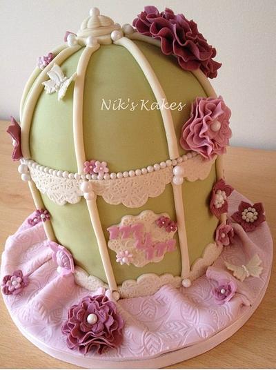 Vintage Birthday Bird Cage Cake - Cake by Nikskakes