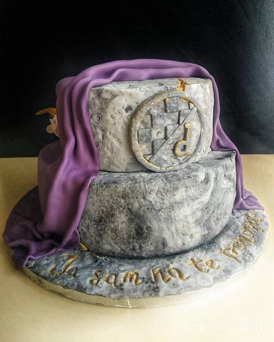 Stone effect, roses and football - Cake by Mare