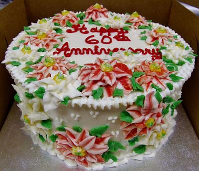 Anniversary Poinsettia Buttercream cake - Cake by Nancys Fancys Cakes & Catering (Nancy Goolsby)