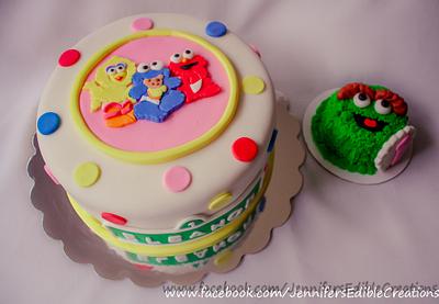 Baby Sesame Street Cake with Oscar Smash Cake for 1st Birthday - Cake by Jennifer's Edible Creations