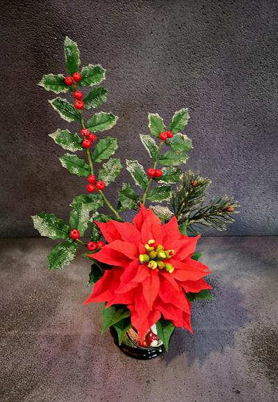 Christmas poinsettia flower - Cake by Нели Христова