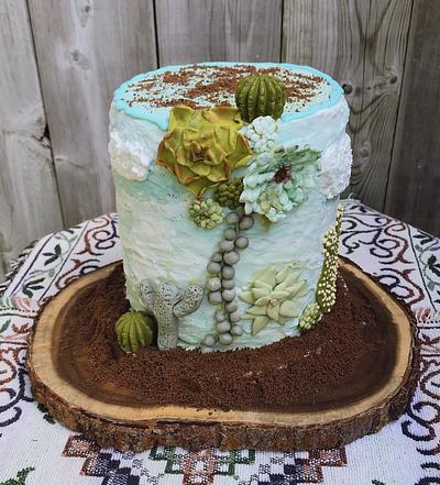 Succulents Birthday  Cake  - Cake by June ("Clarky's Cakes")