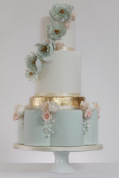 Luxe Eucalyptus and Peach - Cake by Rosewood Cakes