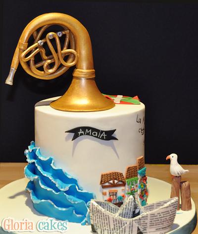 Birthday Cake with French horn - Cake by GloriaCakes