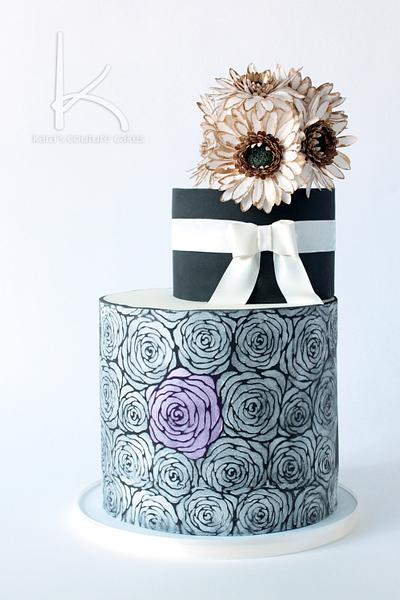 Modern Black and White Floral - Cake by Kara Andretta - Kara's Couture Cakes