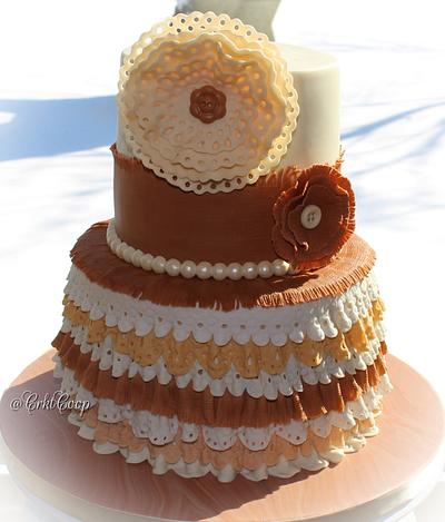 Lace and Burlap - Cake by CrktCoop