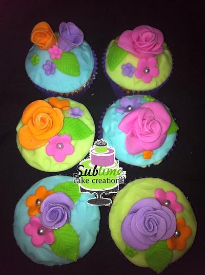 BRIGHT FLORAL CUPCAKES - Cake by Sublime Cake Creations