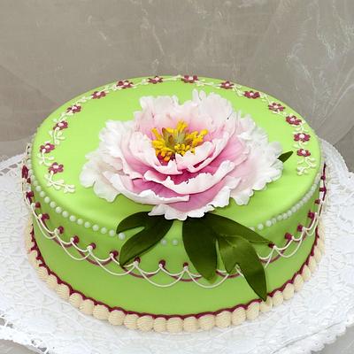 Pink peony cake - Cake by Eva Kralova