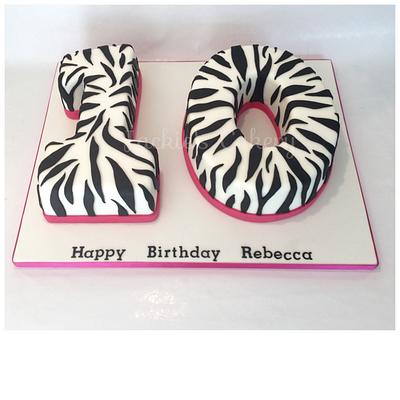 Zebra Print Number Cake - Cake by Jackie's Cakery 