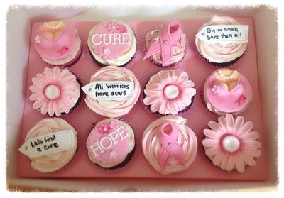 Breast cancer cupcakes for fundraiser - Cake by Shell
