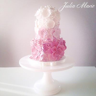 Pink Appliqué Wedding Cake - Cake by Julia Marie Cakes