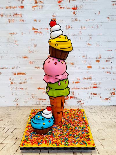 3D Comic style ice cream cake - Cake by Hilz