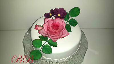 Rose and cosmos cake - Cake by Benny's cakes