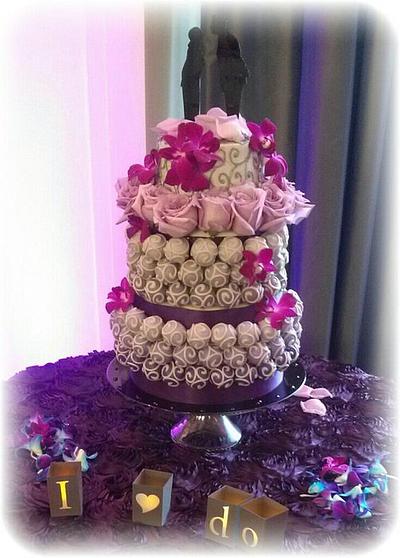 Gray and Purple Hombre Cake Bite Wedding Cake w/ Cutting Cake - Cake by Yolanda Marshall 
