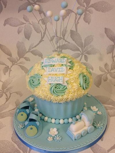 Boy's Christening Giant Cupcake - Cake by Claire's Cakes and Bakes