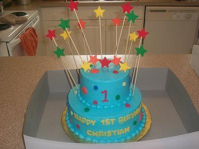 Polka Dot and Stars First Birthday - Cake by caymancake