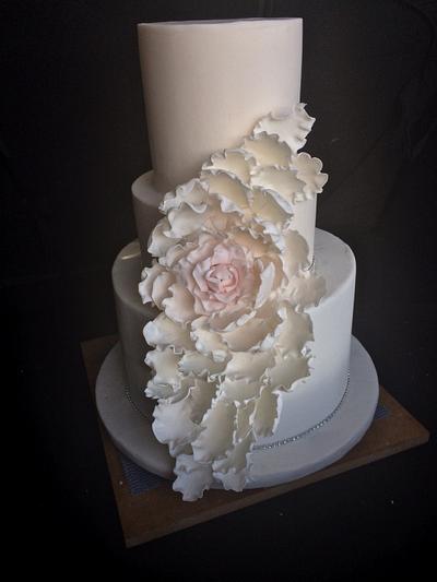 Cascading flower wedding cake. - Cake by The CandyApple Cake Company