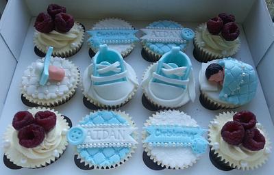 Baby Boy Christening Cupcakes - Cake by Elaine's Cheerful Colourful Cupcakes