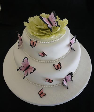Butterfly christening cake - Cake by Galatia