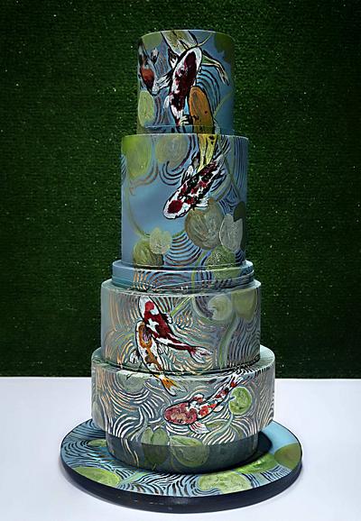 Chinese 70th Birthday Cake - Koi Pond - Cake by Jackie Florendo