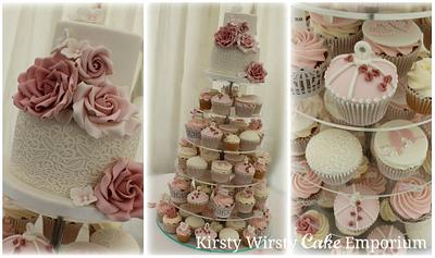 Vintage Wedding Cupcake Tower  - Cake by Kirsty 