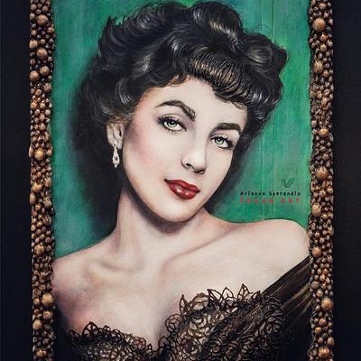 Homage Painting to Elizabeth Taylor - Cake by Arianna Sugar Art