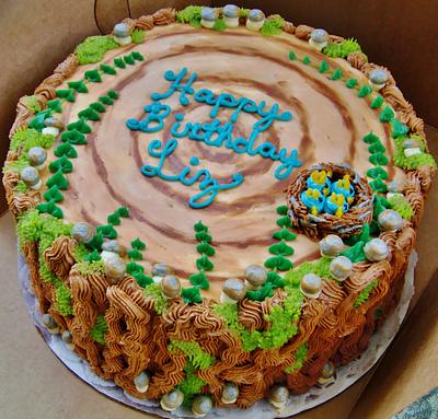 Log Stump nature cake in 100% Buttercream - Cake by Nancys Fancys Cakes & Catering (Nancy Goolsby)