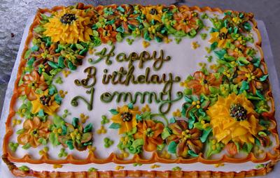 Warm Autumn buttercream flowers - Cake by Nancys Fancys Cakes & Catering (Nancy Goolsby)
