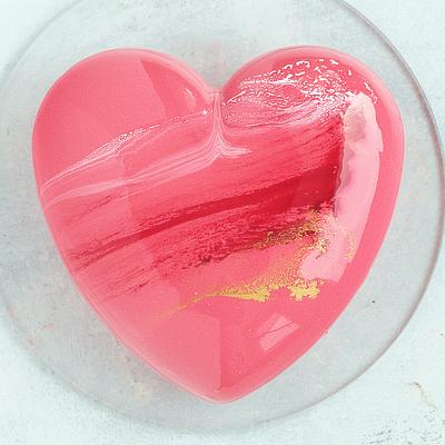 Broken Bleeding Heart Mirror Glaze Entremet - Cake by Kara Andretta - Kara's Couture Cakes