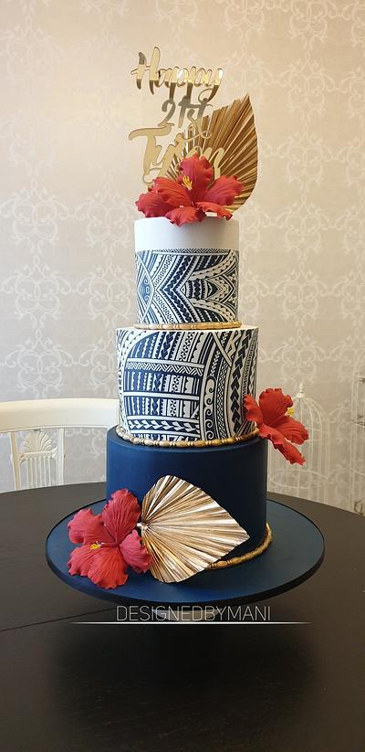 Samoan themed 21st birthday cake  - Cake by designed by mani