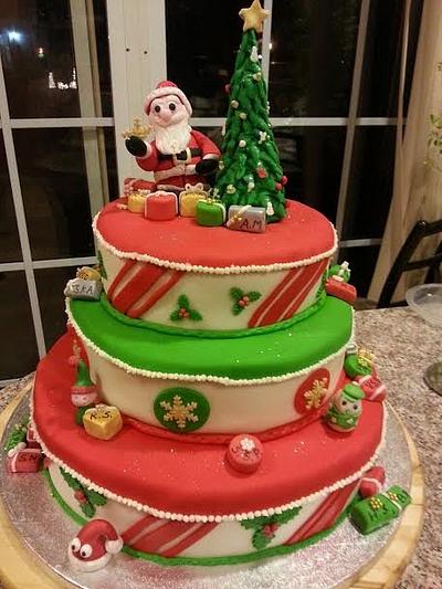 Gift box Christmas Cake - Santa with lots of gifts. - Cake by yourfantasycakes