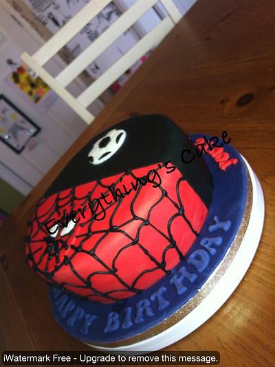 Football and Spiderman....24 hours from brief to delivery!! - Cake by Everything's Cake