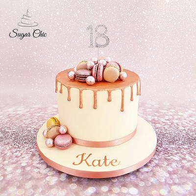 x Rose Gold Macaron Drip Cake x - Cake by Sugar Chic