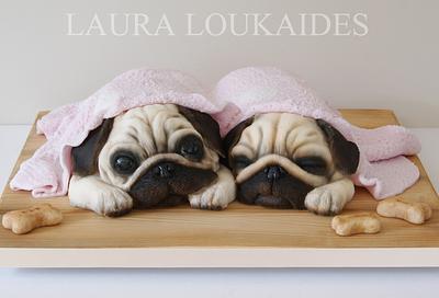 Agnes & Ethel - The Sleepy Pugs - Cake by Laura Loukaides