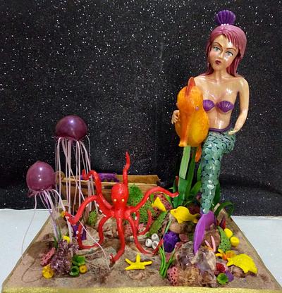 Gravity defying Mermaid  - Cake by Zahraa Fayyad