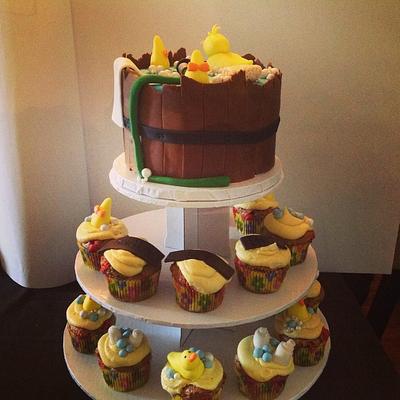 Baby shower cupcake tower - Cake by Raindrops