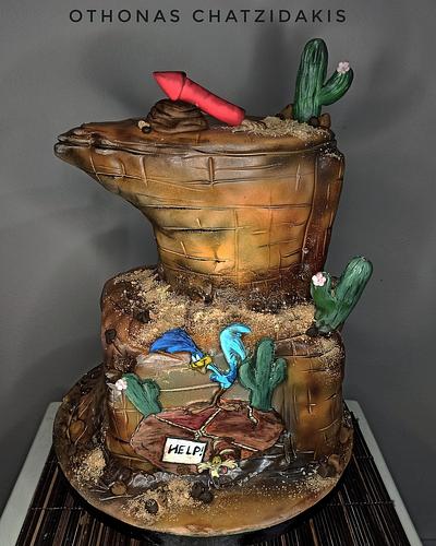 Coyote and roadrunner handpainted Cake - Cake by Othonas Chatzidakis 