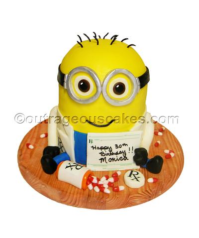 3d sculpted Minion cake - Cake by  Outrageous Cakes Tampa Bakery