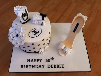 Chanel cake with matching sugar shoe - Cake by Carry on Cupcakes
