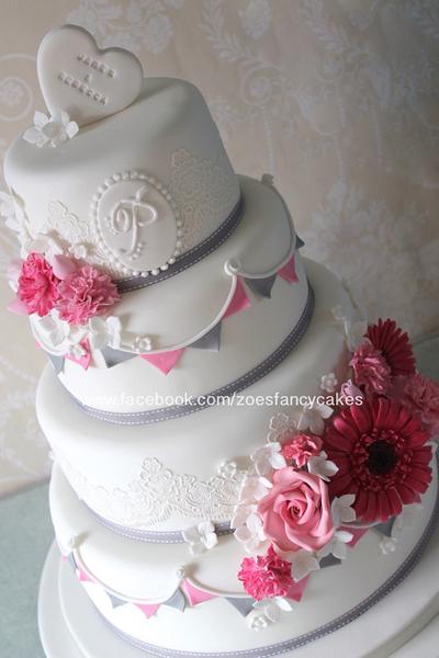 White and pink wedding cake - Cake by Zoe's Fancy Cakes