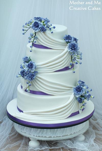 Draped Swag Four Tier Wedding - Cake by Mother and Me Creative Cakes