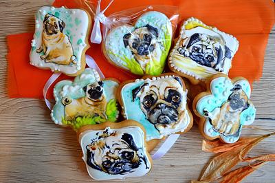 Pug cookies - Cake by Tanya Shengarova