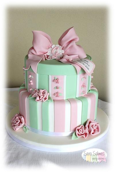 Shabby roses baptism cake - Cake by Sara Solimes Party solutions